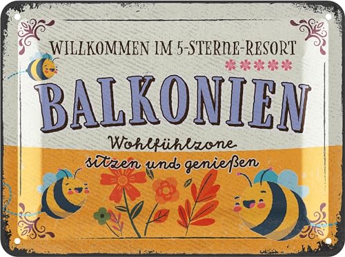 Lanolu Retro Blechschild Balkonien Schild Blechschilder Garten Mit