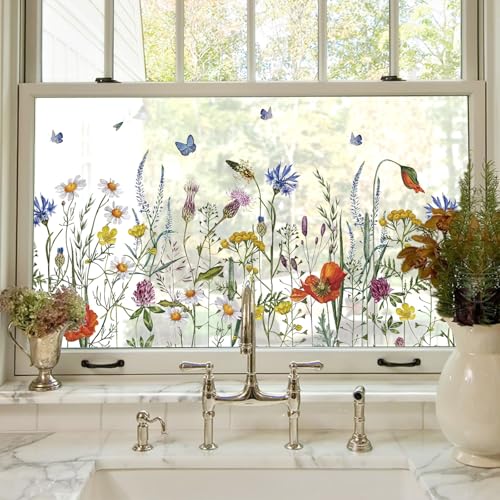 Fensterfolie Fenster Fr Hlingsdekor Fensterglasfolie Botanisches Blumenmuster Statisch