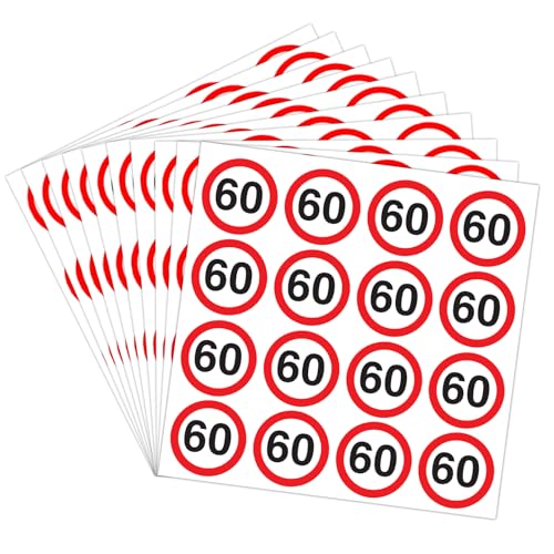 60geburtstag Sticker 160 Stk Verkehrsschild Deko Aufkleber Mann