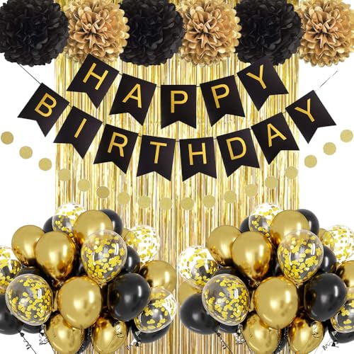 Geburtstag Dekoration Set Mann Frauen Geburtstagsdeko Schwarz Gold