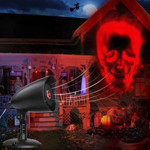 Ishabao Halloween Deko Outdoor 3d Dynamische Halloween Projektor