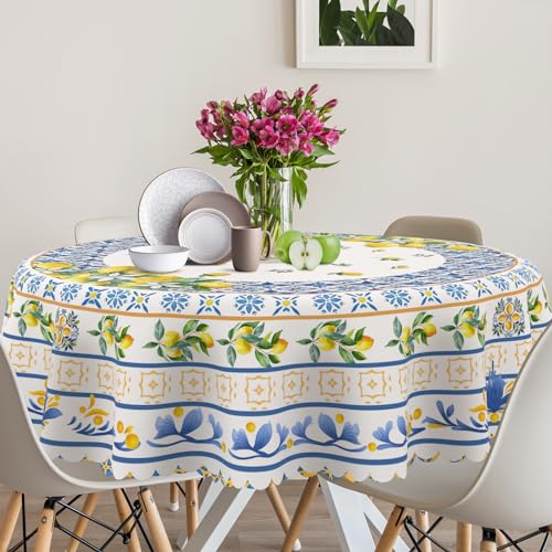 Cusugbaso Runde Tischdecke Zitrone 152 4 Cm Mediterraner