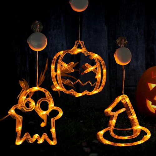 Gbkdqq Halloween Dekorationen Fenster Licht 3er Set Orange