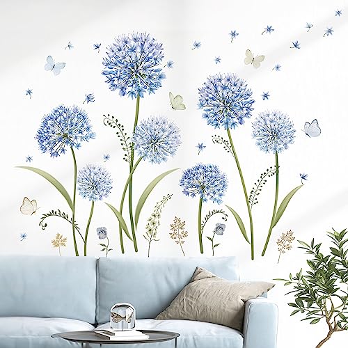 Decalmile Wandtattoo Blumen Blau L Wenzahn Wandaufkleber Pusteblumen