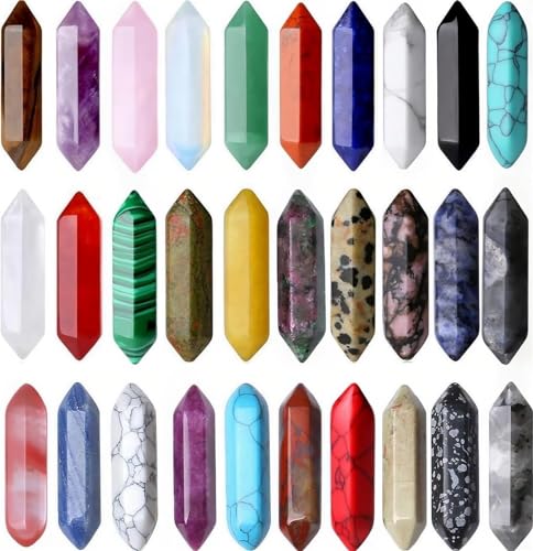Qinjiejie 30pcs Nat Rlicher Edelsteine Sechseckige Zauberstab Kristalle