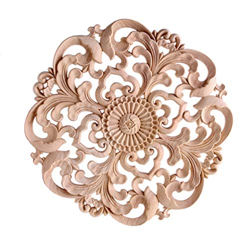 Vicasky 1st Ck Runde Holzapplikation Unbemalt Filigrane Holzschnitzerei