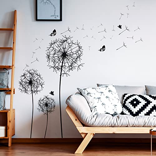 Wandsticker4u Wandtattoo Pusteblume Gro Schwarz 135x132 Cm I