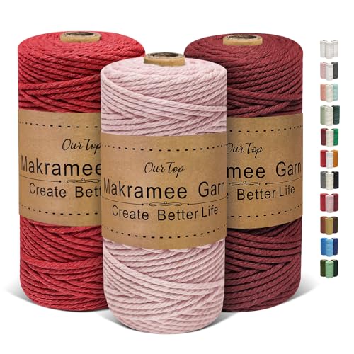 Ourtop Premium Makramee Garn 3er Set 3mm X