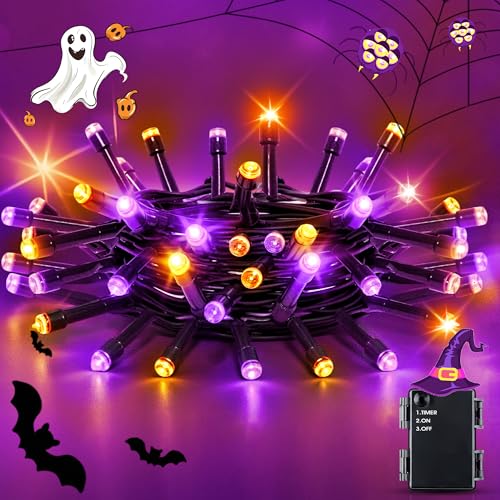 Halloween Deko Led Lichterkette Lila Orange 2m 20led