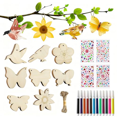 57 St Ck Holz Bastelset F R Kinder