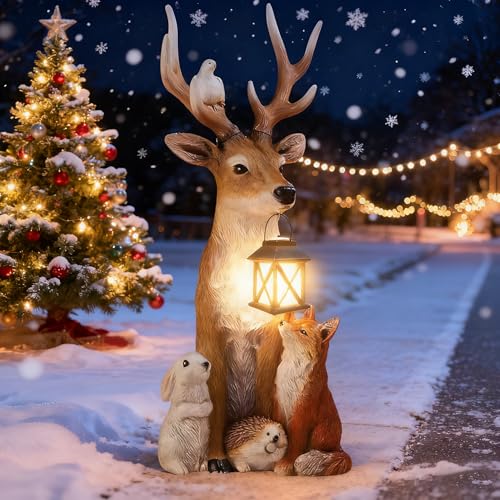 Shengruili Hirsch Deko Mit Led Laterne Weihnachtsdeko Aussen