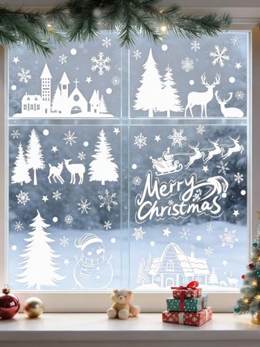 230 St Ck Fenterbilder Weihnachten Selbstklebend Wei Fensterdeko