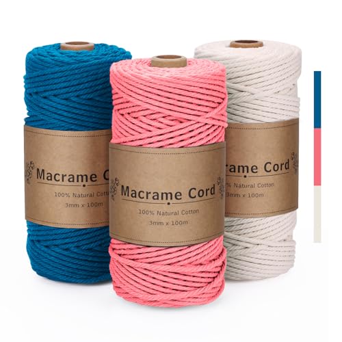 Puwowye 3 St Ck Makramee Garn 3mm Set