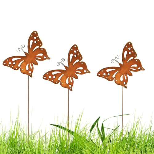 Voarge 3er Rost Schmetterling Gartenstecker F R Drau