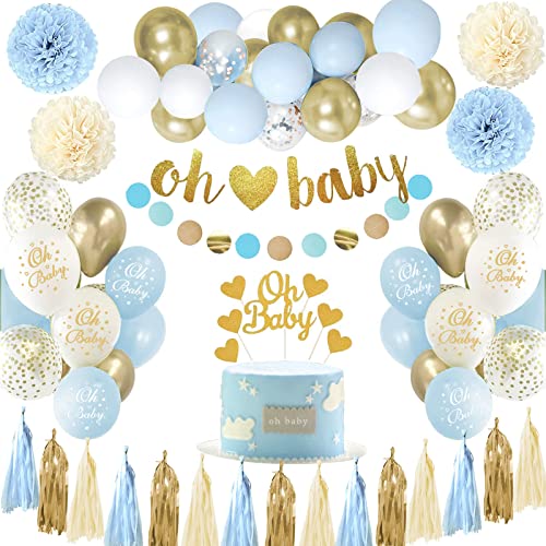 Baby Shower Deko Junge Blau Wei Babyparty Deko
