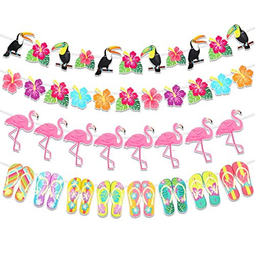 Howaf Hawaii Banner 4pcs Hawaii Flamingo Flip Flops