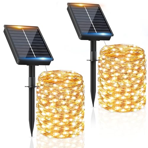 Fiflying Solar Lichterkette Aussen 2x16m 160 Led Solarlichterkette