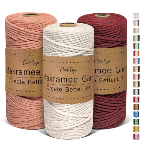 Ourtop Premium Makramee Garn 3er Set 3mm X