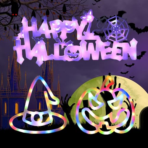 3 St Ck Halloween Fensterlichter Batteriebetriebene Deko F