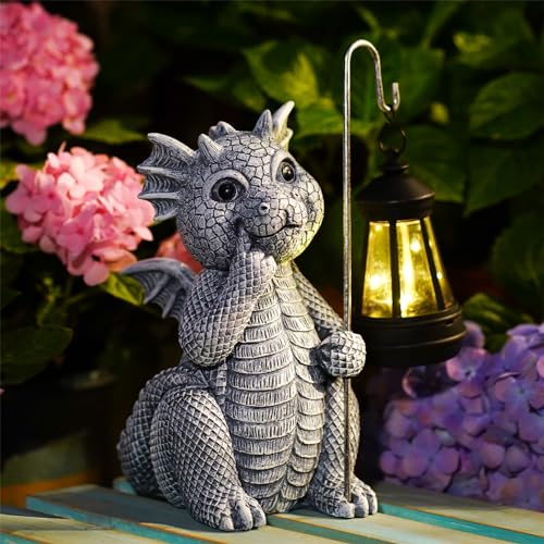 Yeomoo Drachen Gartenfiguren Mit Solarlampen Gartendeko F R