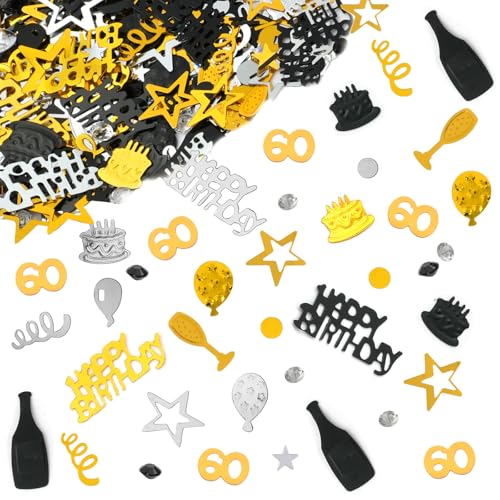 Osdue Konfetti 60 Geburtstag Deko Schwarz Gold F
