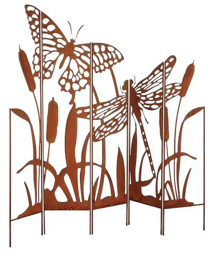 Kobolo Gartenstecker Schilf 142x135 Cm Metall Braun In