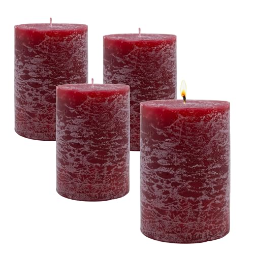 Echtwachs Rustikal Stumpenkerzen 10 X 7 Cm Bordeaux