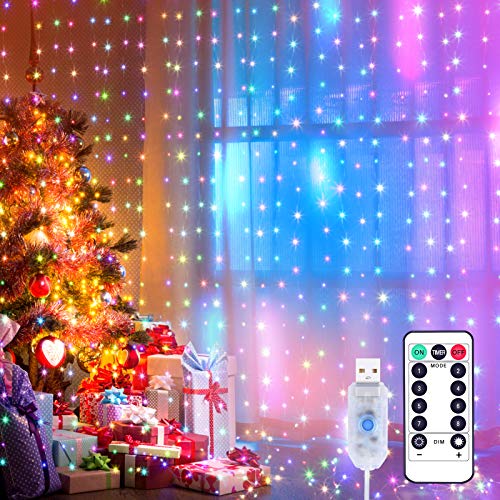 Yizhet Lichtervorhang 3x3m Led Lichterkette Vorhang Led Lichterkettenvorhang
