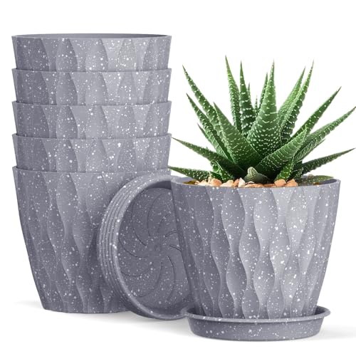 Homeuouz 6er Blumentopf Set 12cm Hochwertige Plastik Blument