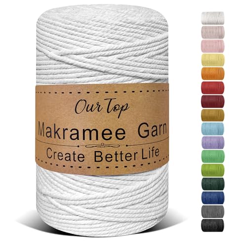 Ourtop Premium Makramee Garn Wei 3mm X 300m
