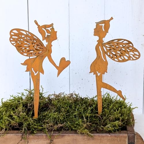 Gartenstecker Elfe Fee 2 Modelle In Rost Zum