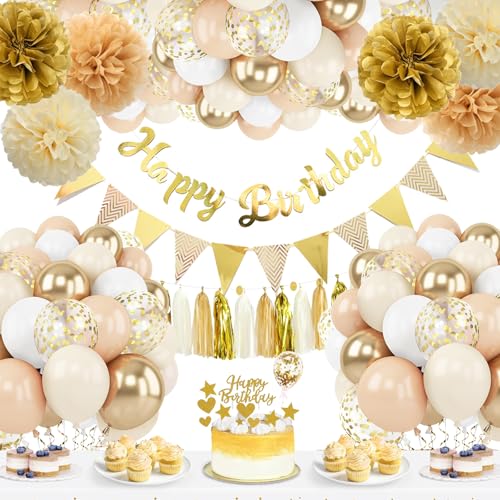Geburtstagsdeko Frau Geburtstagsdeko Mit Beige Gold Luftballons Geburtstag