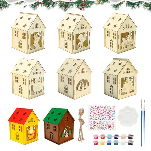 6 St Ck Weihnachtshaus Basteln Kinder Holz Bastelset