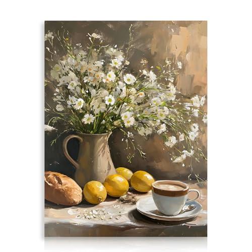 Dazzlewall Vintage Blumen Wandkunstposter Zitronen K Chenbilder Wanddekoration