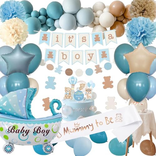 Babyparty Deko Junge Baby Shower Junge Blau Braun