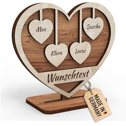 Urhome Holz Herz Mit Gravur 4 Namen Personalisiert