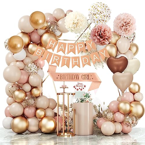 Geburtstagsdeko Ballon Boho Luftballon Beige Happy Birthday Girlande