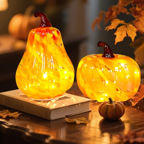 Herbstdeko K Rbis Deko Laterne Aus Glas 2