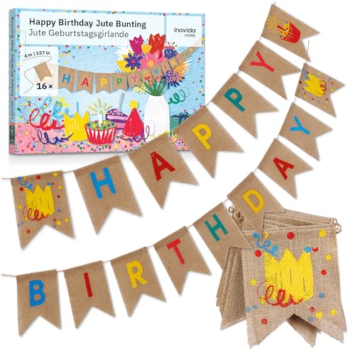 Happy Birthday Girlande Geburtstag Aus Stoff 4m Wimpelkette