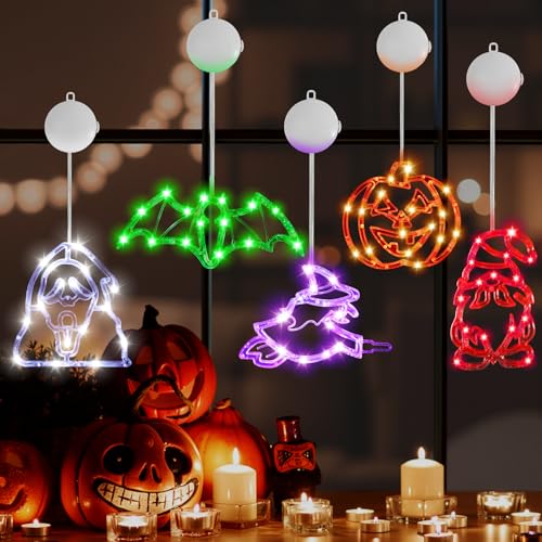 Lewondr Halloween Deko Pendelleuchte 5pcs Halloween Fenster Dekoleuchte