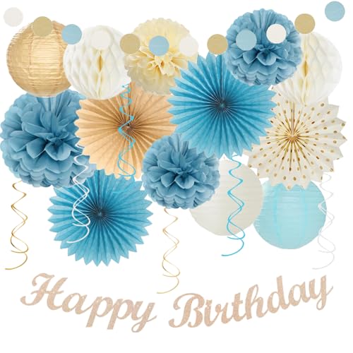 Acidea Geburtstagsdeko Hellblaue Beige Champagner 21 St Ck