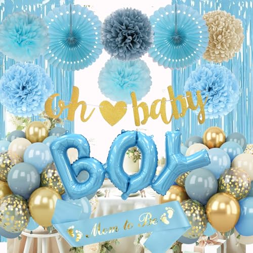 Babyparty Deko Junge Blau Baby Shower Deko Baby