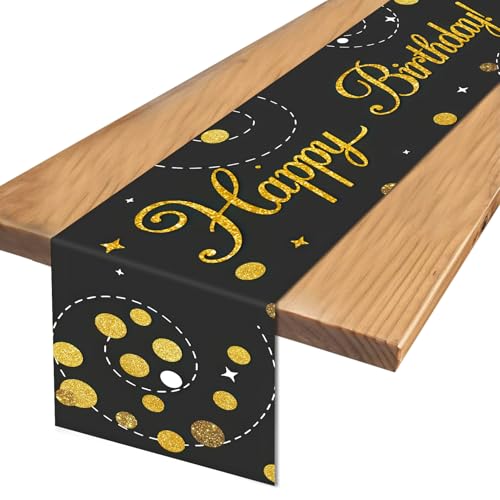 Tischl Ufer Geburtstag Schwarz Gold Happy Birthday Goldene