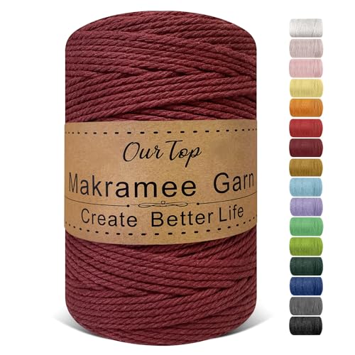 Ourtop Premium Makramee Garn Burgunder 3mm X 300m