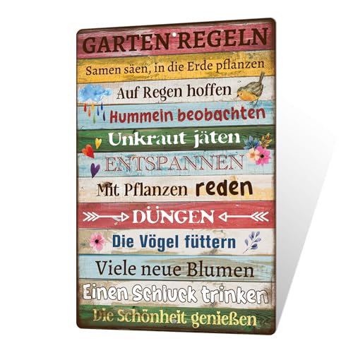Putuo Decor Gartenschild Vintage Garten Regeln Metallschild Wetterfestes