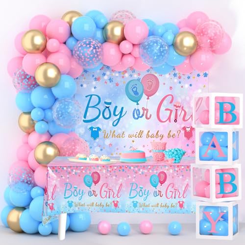 154pcs Gender Reveal Party Deko Babyparty Deko Mit
