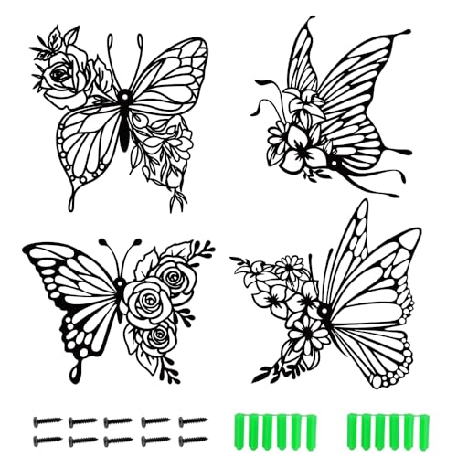 4 St Ck Metall Wanddeko Outdoor Gro E