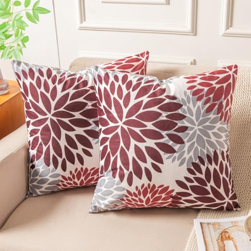 Miuyunya Samt Kissenbezug Weinrot 40x40 Kissenh Lle Rot