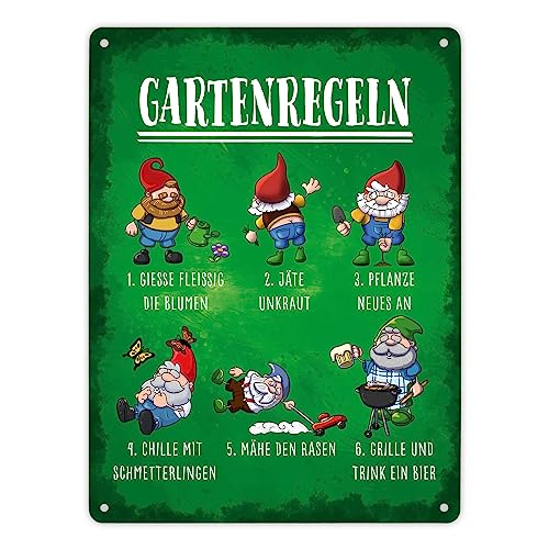 Gartenregeln Metallschild Xl In 21x28 Cm Mit Lustigen