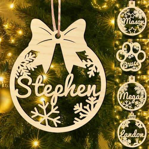 Personalisierte Weihnachtsbaum Deko Holz Mit Namen Weihnachtskugeln Personalisiert